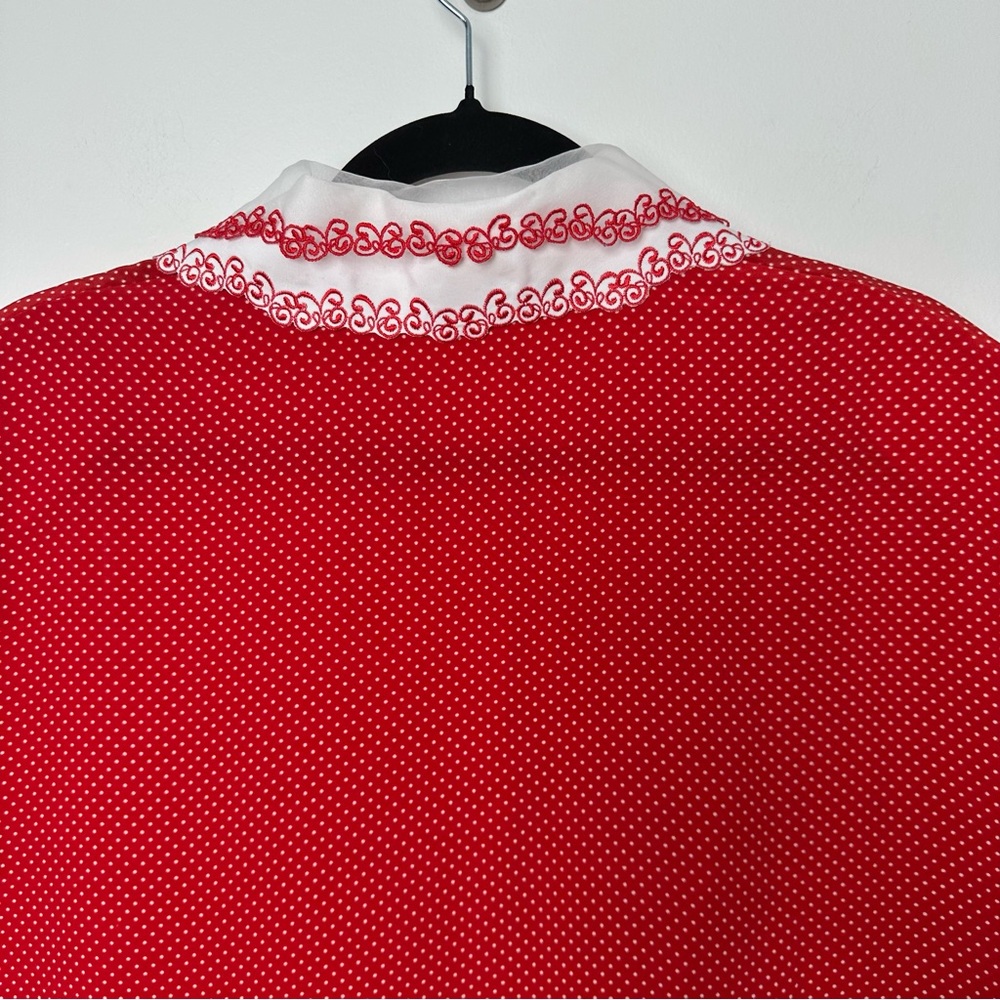 Vintage Retro Lolita Polka Dot Blouse Feminine Coquette Girl Embroidered Collar - Picture 10 of 11